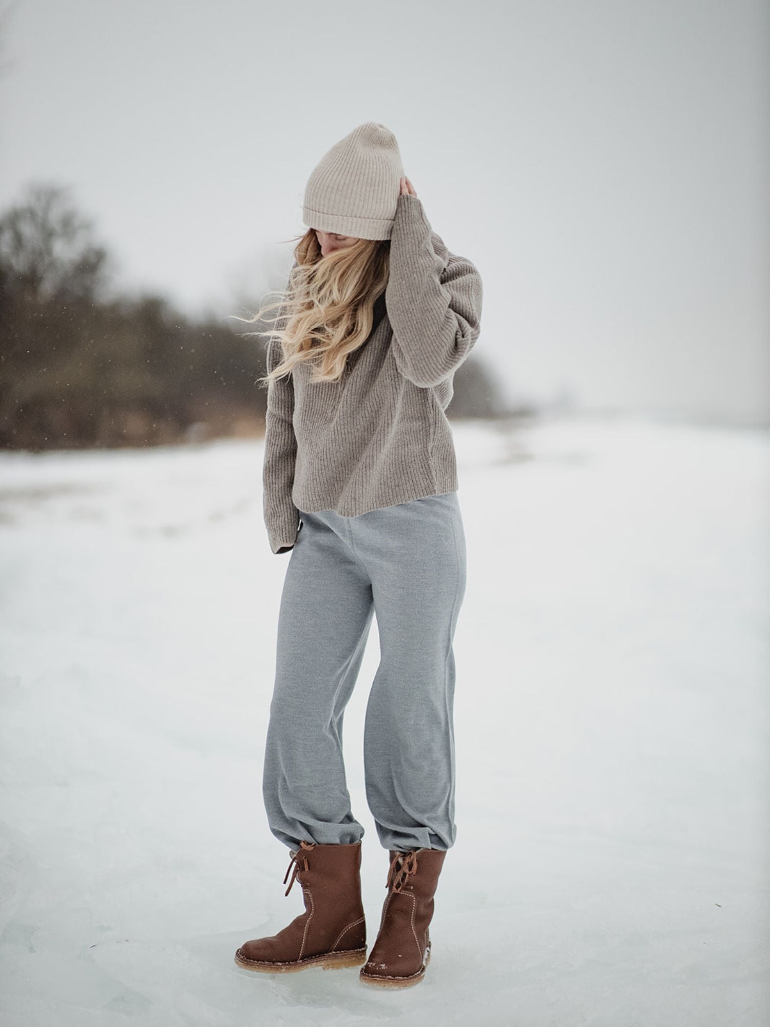 Basic Apparel Vera Wide Pants Pants 094 Light Grey Mel.